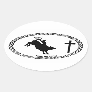 Sticker Ovale Bull Riding Cross Style Euro