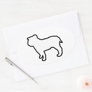 Sticker Ovale Bulldog Silhouette Blanche