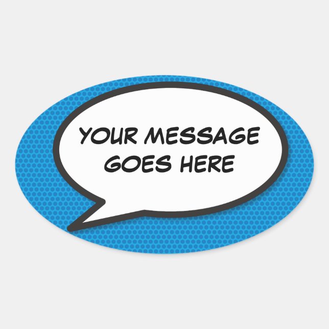 Sticker Ovale Bulle de dialogue personnalisée Fun Comic Book (Devant)