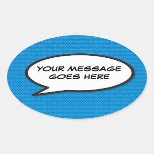 Sticker Ovale Bulle de dialogue personnalisée Fun Comic Book