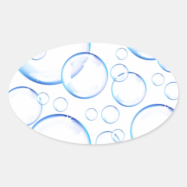 Sticker Ovale Bulles de savon bleu transparent (Devant)