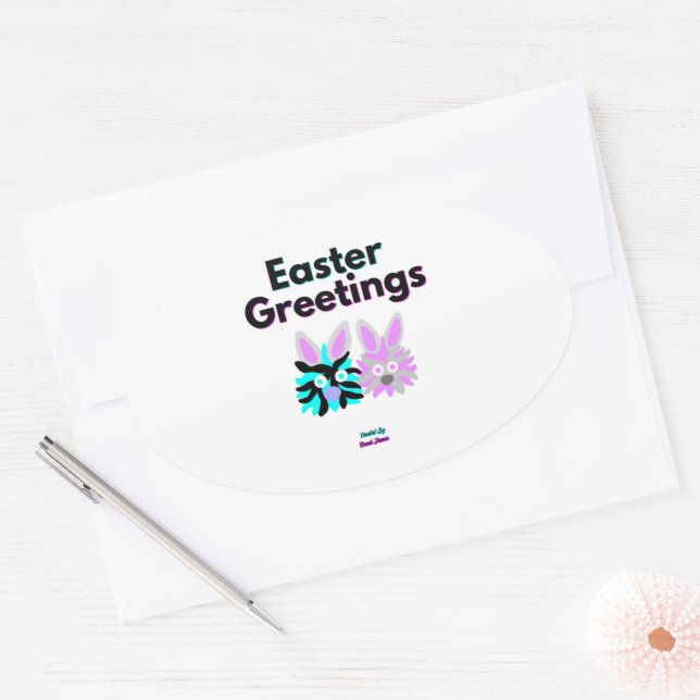 Sticker ovale Bunny Fuzzies (Enveloppe)