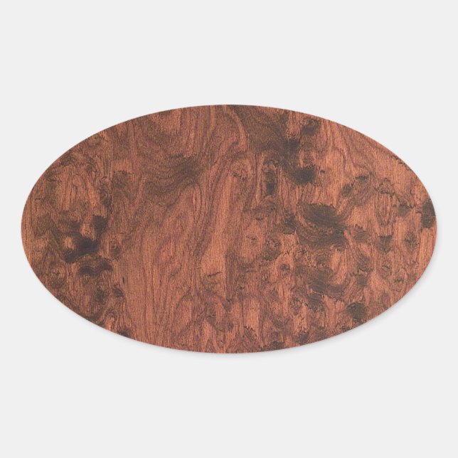 Sticker Ovale Burl Mahogany Wood Texture (Devant)