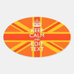 Sticker Ovale Butin britannique orange de drapeau d'Union Jack