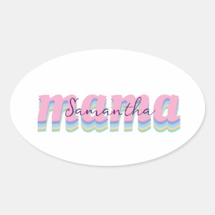 Sticker Ovale Cadeau de fête des mères personnalisé au nom des e