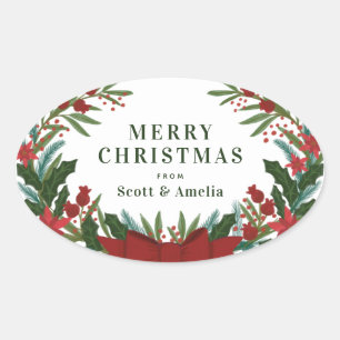 Sticker Ovale Cadeau de Noël de vacances