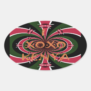 Sticker Ovale Cadeau de voyage kenyan - Conception de câblage et