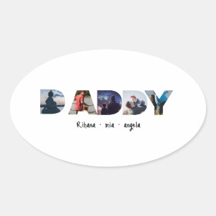 Sticker Ovale Cadeau photo personnalisé pour la fête des pères P