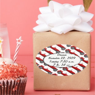 Sticker Ovale Cadeaux classiques personnalisés pour bébé garçon