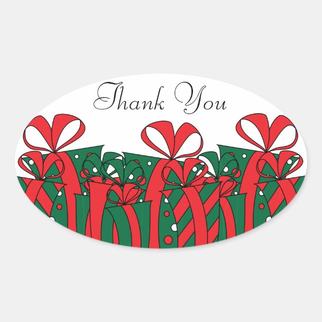 Sticker Ovale Cadeaux Red et Green Party (Devant)