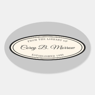 Sticker Ovale Cadre vintage "De la bibliothèque de" Plaque ovale