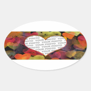 Sticker Ovale Cadres 1 de coeur + votre photo