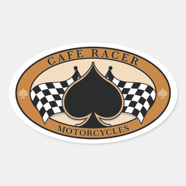 Sticker Ovale Cafe Racer / Moto (Devant)