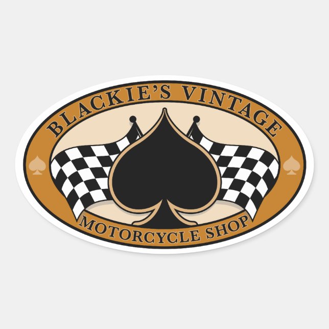 Sticker Ovale Cafe Racer / Moto (Devant)