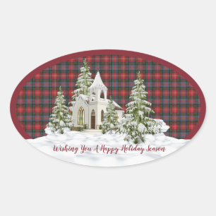 Sticker Ovale Caledonia Modern Original Tartan écossais