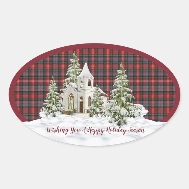 Sticker Ovale Caledonia Modern Original Tartan écossais (Devant)