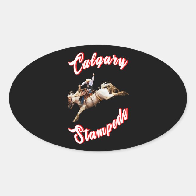 Sticker Ovale Calgary Heure Canada Juillet Riders Calgary Stampe (Devant)