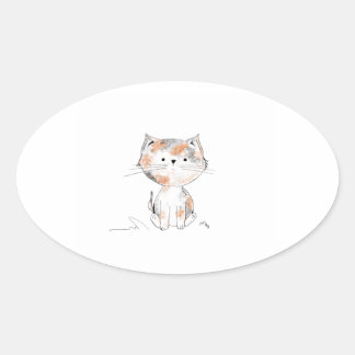 Sticker ovale Calico Kitten joueur