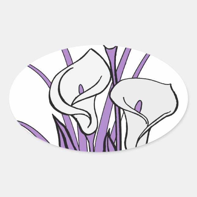 Sticker Ovale Calla Lily Design (Devant)