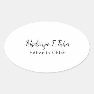 Sticker Ovale Calligraphie classique Élégante Plaque blanche sim