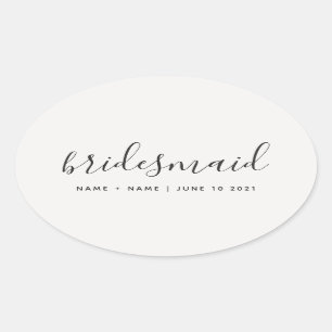 Sticker Ovale Calligraphie moderne Chic Bridesmaid Mariage