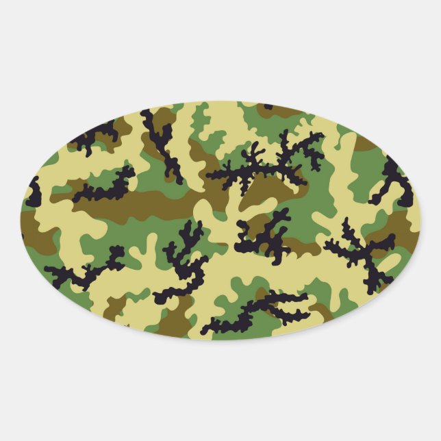 Sticker Ovale Camouflage des bois (Devant)