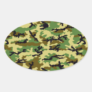 Sticker Ovale Camouflage des bois