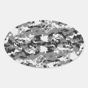 Sticker Ovale Camouflage noir et blanc