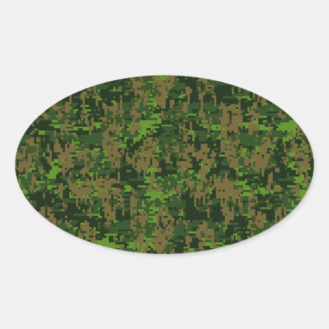 Sticker Ovale Camouflage numérique vert de style Woodland (Devant)