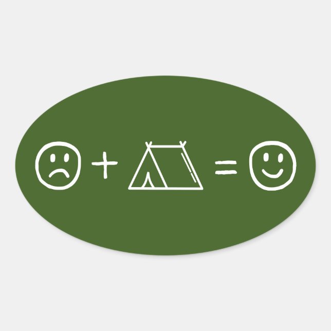 Sticker Ovale Camping Vous Rend Heureux (Devant)