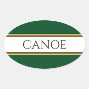 Sticker Ovale CANOE Rétro Camp Vert Blanc Marron Rayures