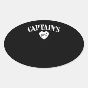 Sticker Ovale Capitaines Girl T Cute Boat Équipe de pilote milit