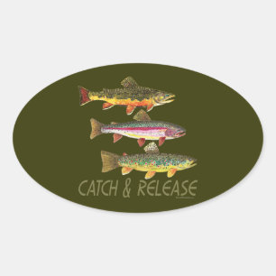 Sticker Ovale Captures et rejets de truites