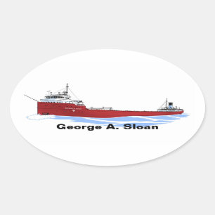Sticker Ovale cargo des Grands Lacs George A. Sloan, pont droit