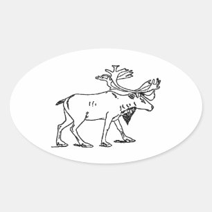 Sticker Ovale Caribou - Logo Reindeer (art en ligne)