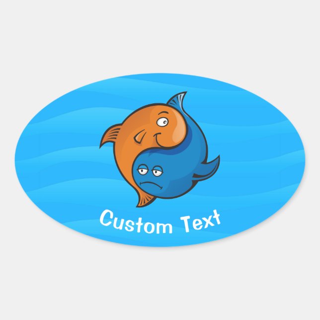 Sticker Ovale Caricature de poisson Yin Yang (Devant)