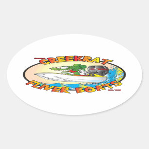 Sticker Ovale Caricatures de Creekrat Fliver Boat Fun Decks