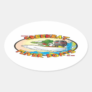 Sticker Ovale Caricatures de Creekrat Fliver Boat Fun Decks