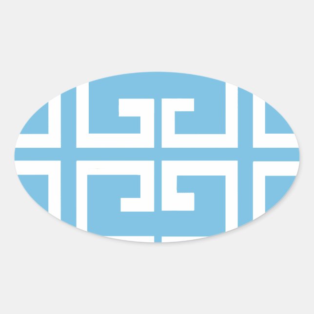 Sticker Ovale Carrelage bleu clair et blanc (Devant)