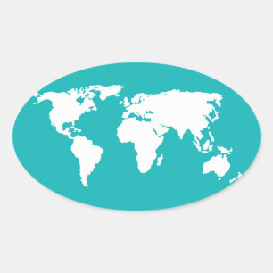 Sticker Ovale carte bleu turquoise