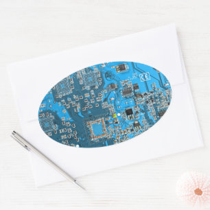 Sticker Ovale Carte circuit bleu circuit imprimé à circuit impri