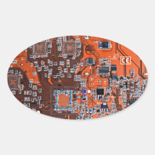 Sticker Ovale Carte circuit imprimé circuit orange PCB