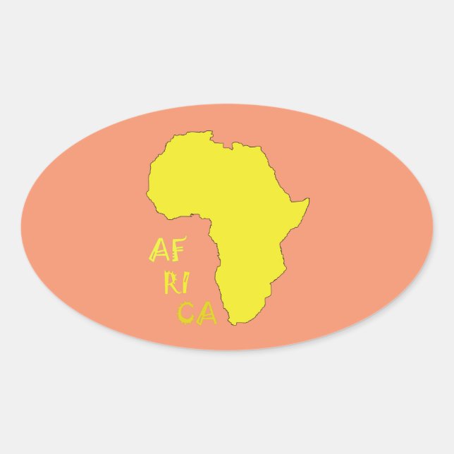 Sticker Ovale Carte d'Afrique jaune funky (Devant)