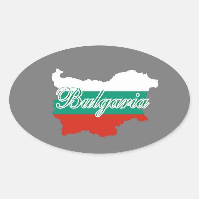 Sticker Ovale Carte du drapeau de la Bulgarie (Devant)
