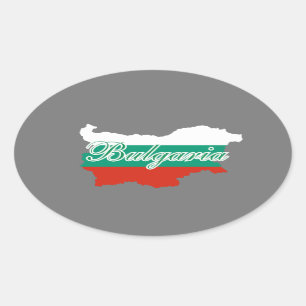 Sticker Ovale Carte du drapeau de la Bulgarie