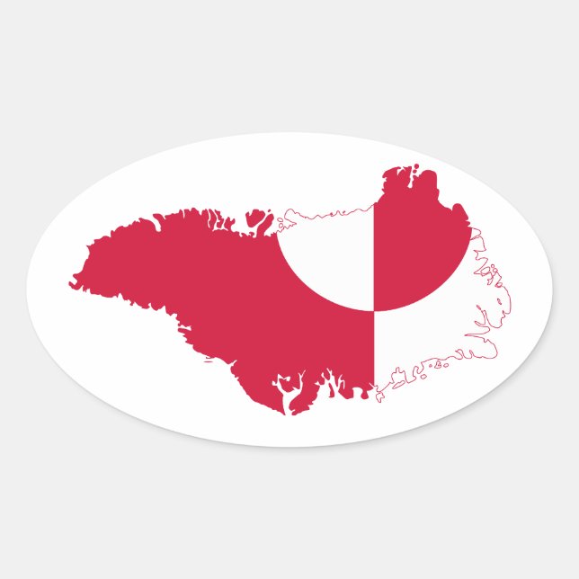 Sticker Ovale Carte du drapeau du Groenland GL (Devant)