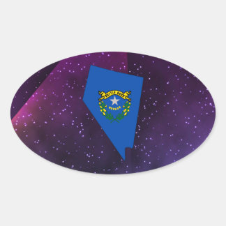Sticker Ovale Carte du drapeau du Nevada sur l'arrière - plan sp