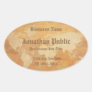 Sticker Ovale Carte du monde élégante et professionnelle avec as