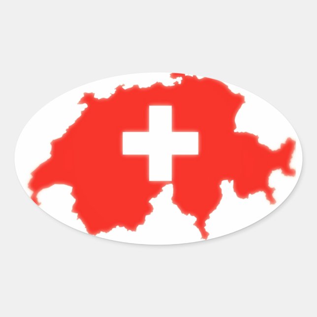 Sticker Ovale Carte du pavillon suisse (Devant)