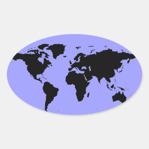 Sticker Ovale carte graphique noire du monde